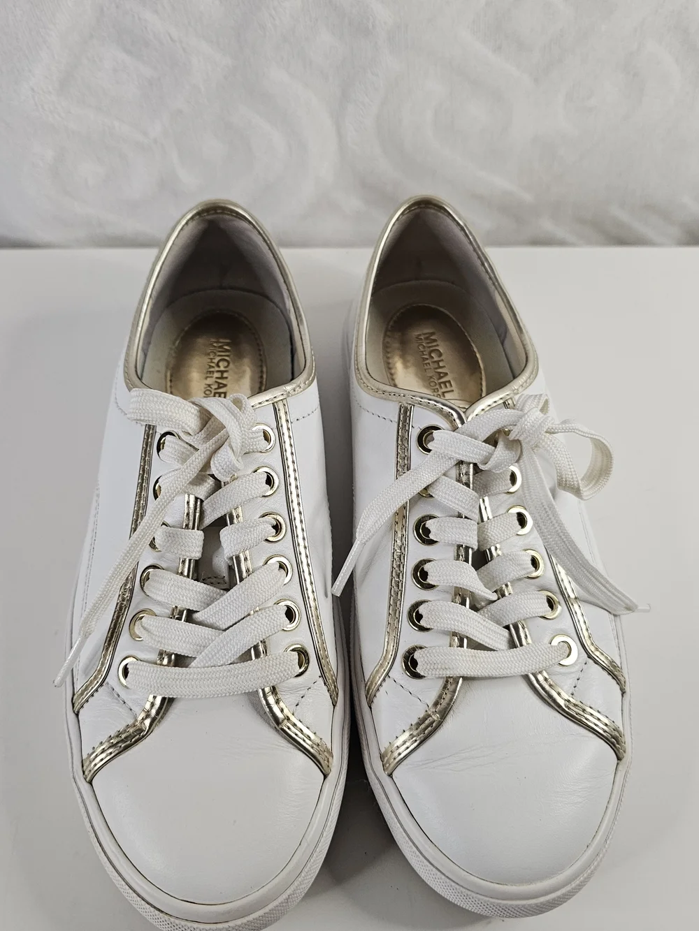 Michael Kors White Sneakers with Gold Accents